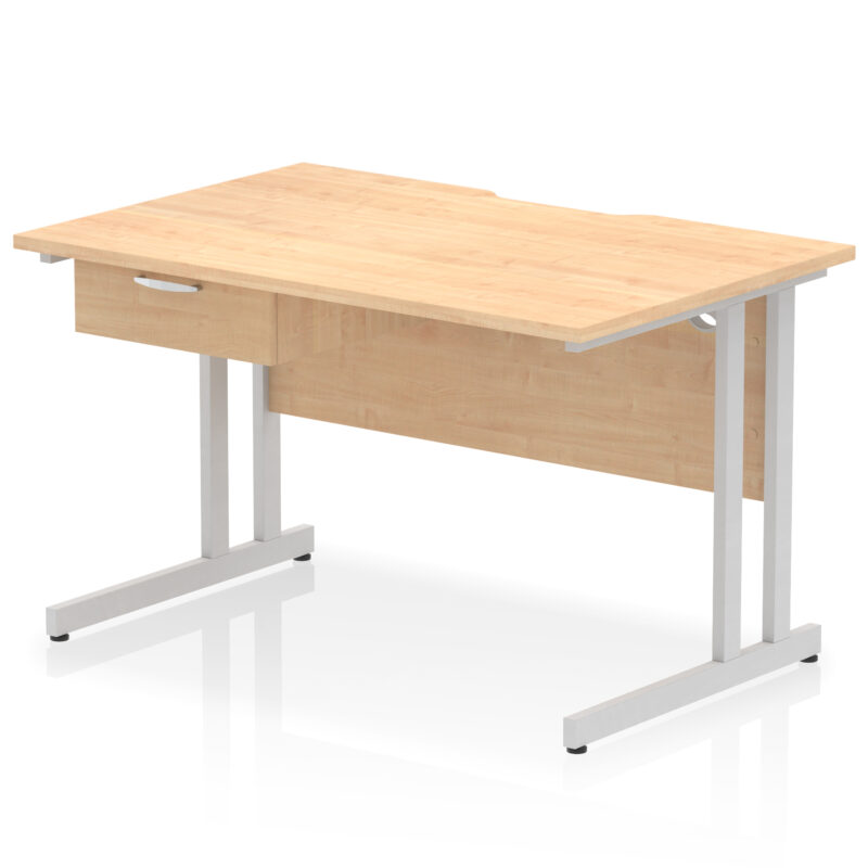 Pace Scalloped Edge Cantilever Straight Desk With Single One Drawer Fixed Pedestal - Image 21