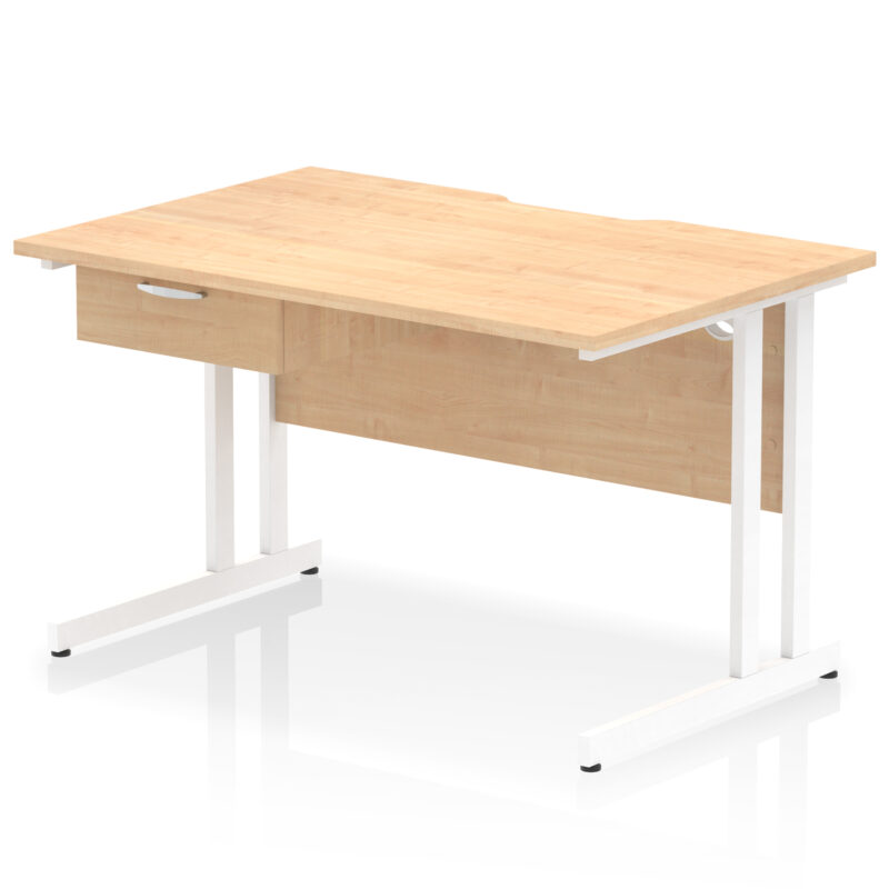 Pace Scalloped Edge Cantilever Straight Desk With Single One Drawer Fixed Pedestal - Image 42
