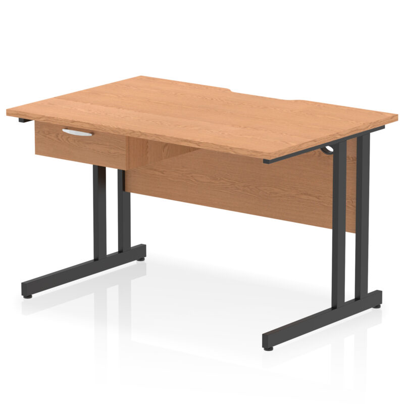 Pace Scalloped Edge Cantilever Straight Desk With Single One Drawer Fixed Pedestal - Image 4