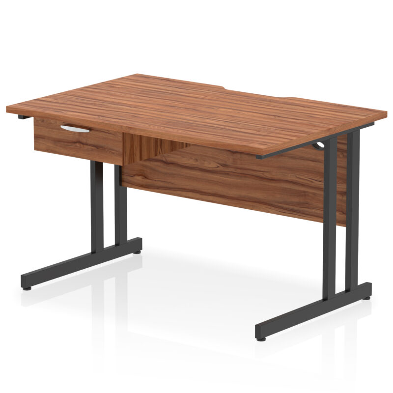 Pace Scalloped Edge Cantilever Straight Desk With Single One Drawer Fixed Pedestal - Image 5