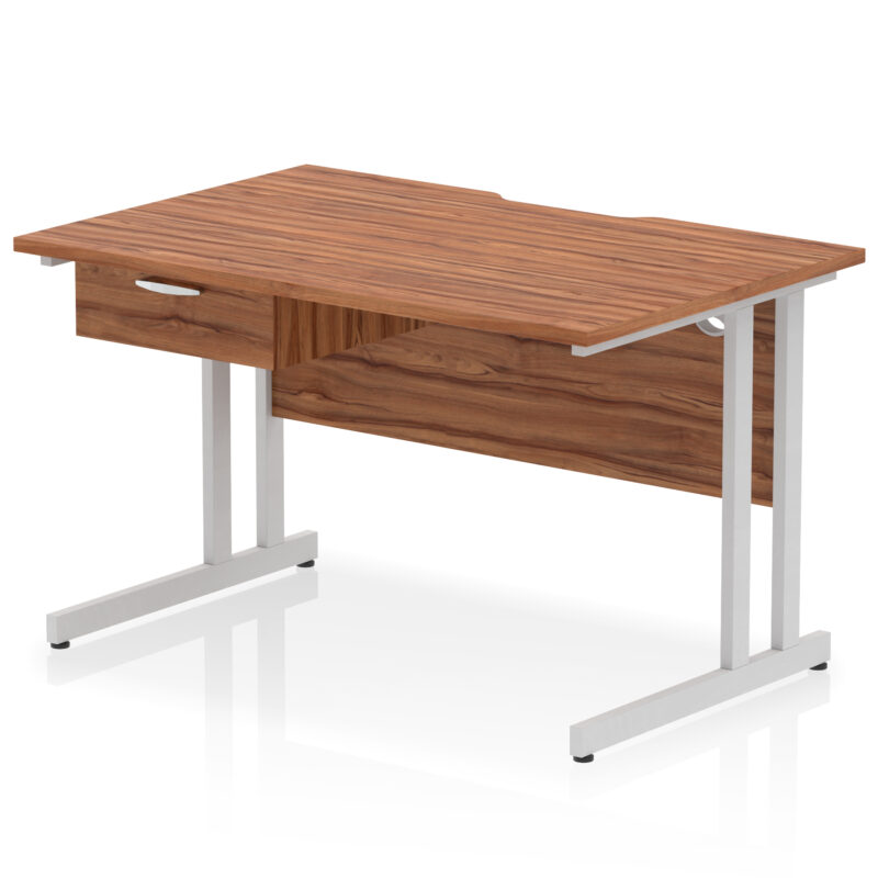 Pace Scalloped Edge Cantilever Straight Desk With Single One Drawer Fixed Pedestal - Image 23
