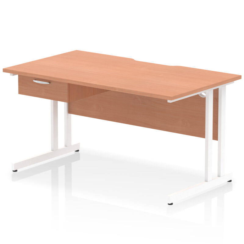 Pace Scalloped Edge Cantilever Straight Desk With Single One Drawer Fixed Pedestal - Image 46