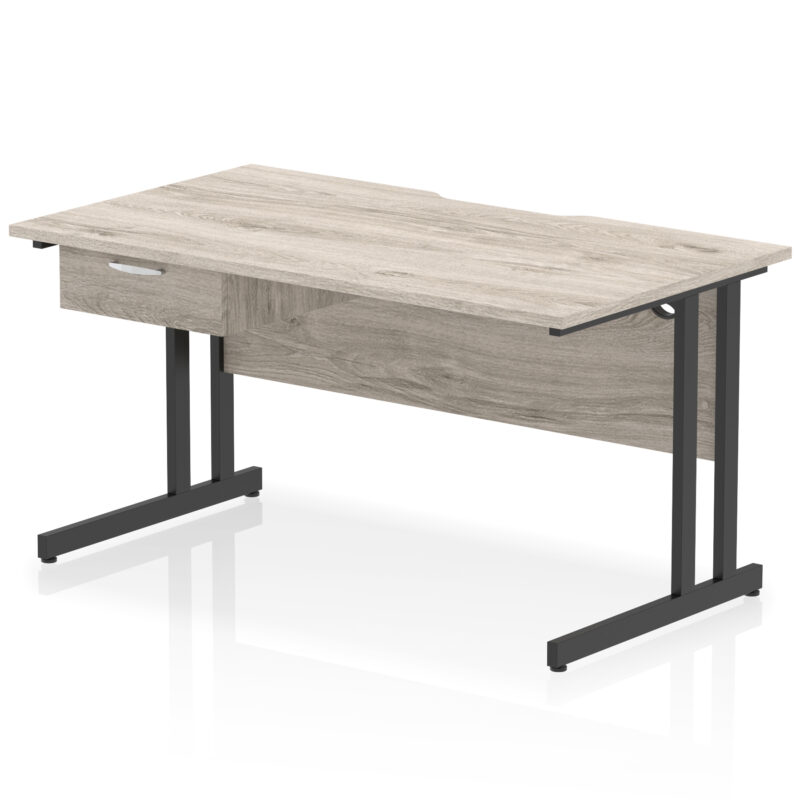 Pace Scalloped Edge Cantilever Straight Desk With Single One Drawer Fixed Pedestal - Image 8