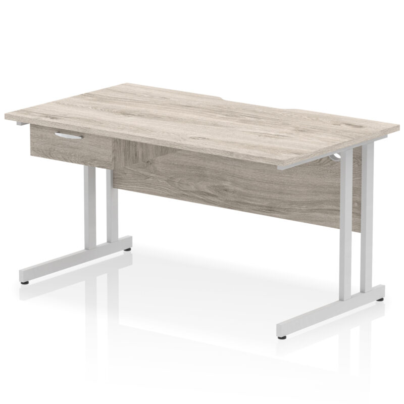 Pace Scalloped Edge Cantilever Straight Desk With Single One Drawer Fixed Pedestal - Image 26