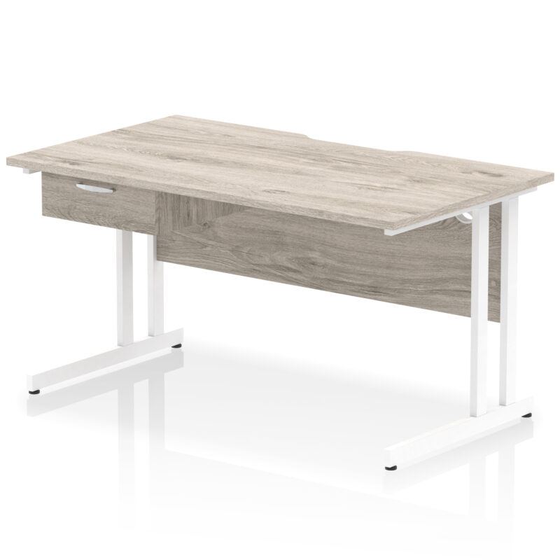 Pace Scalloped Edge Cantilever Straight Desk With Single One Drawer Fixed Pedestal - Image 47