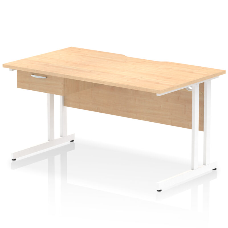 Pace Scalloped Edge Cantilever Straight Desk With Single One Drawer Fixed Pedestal - Image 48