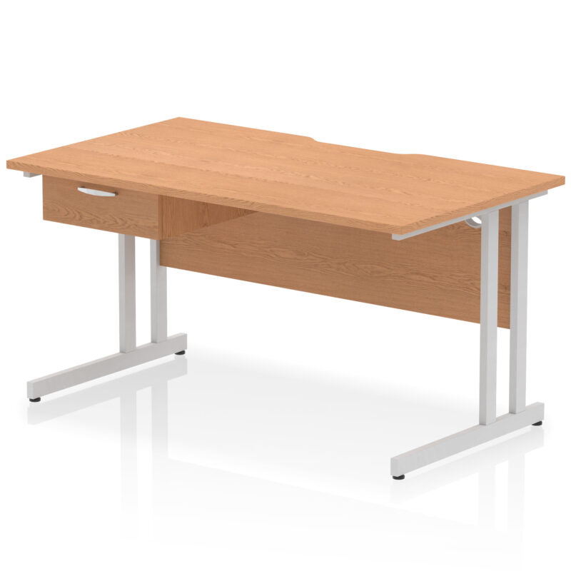 Pace Scalloped Edge Cantilever Straight Desk With Single One Drawer Fixed Pedestal - Image 28