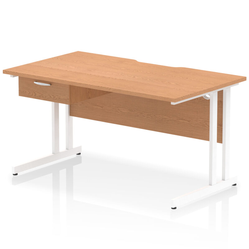 Pace Scalloped Edge Cantilever Straight Desk With Single One Drawer Fixed Pedestal - Image 49