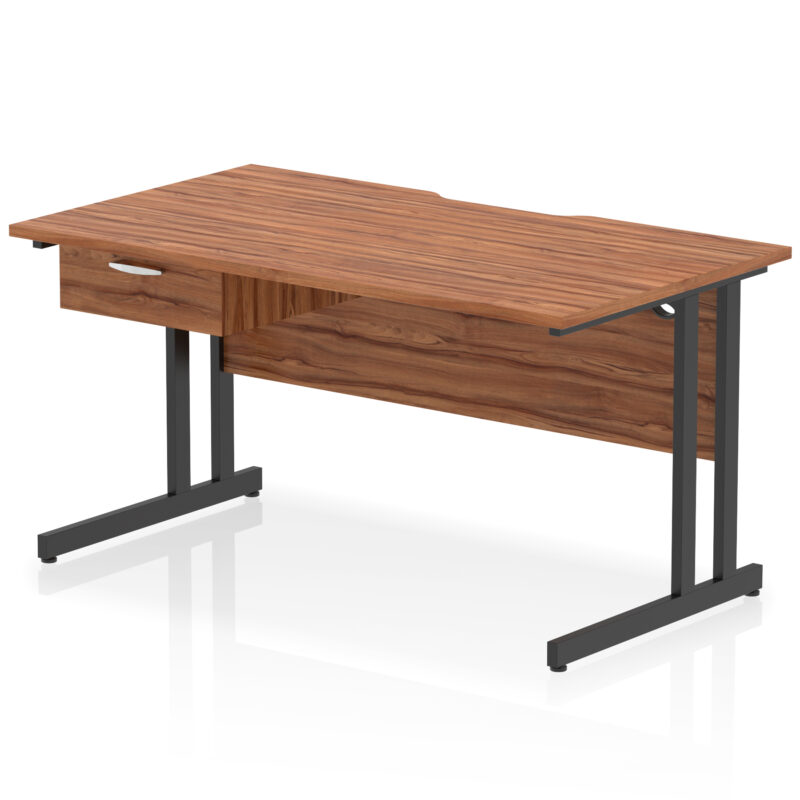 Pace Scalloped Edge Cantilever Straight Desk With Single One Drawer Fixed Pedestal - Image 11