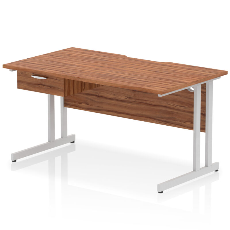 Pace Scalloped Edge Cantilever Straight Desk With Single One Drawer Fixed Pedestal - Image 29