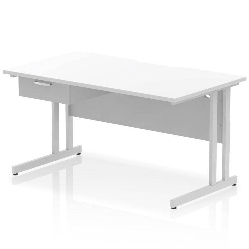 Pace Scalloped Edge Cantilever Straight Desk With Single One Drawer Fixed Pedestal - Image 30