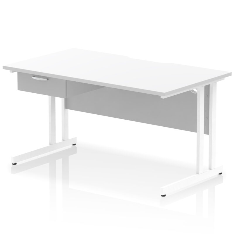 Pace Scalloped Edge Cantilever Straight Desk With Single One Drawer Fixed Pedestal - Image 51