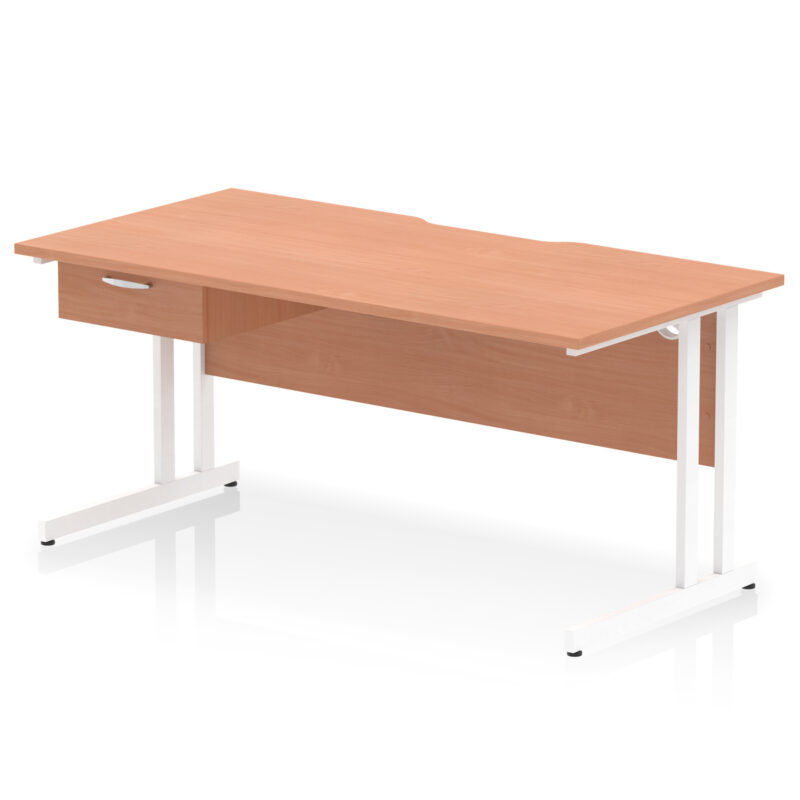 Pace Scalloped Edge Cantilever Straight Desk With Single One Drawer Fixed Pedestal - Image 52