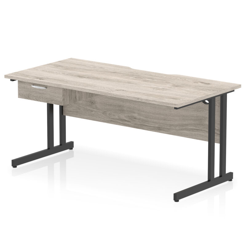 Pace Scalloped Edge Cantilever Straight Desk With Single One Drawer Fixed Pedestal - Image 14