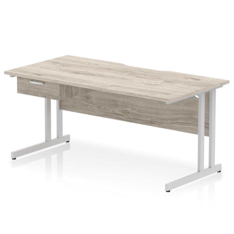 Pace Scalloped Edge Cantilever Straight Desk With Single One Drawer Fixed Pedestal - Image 32