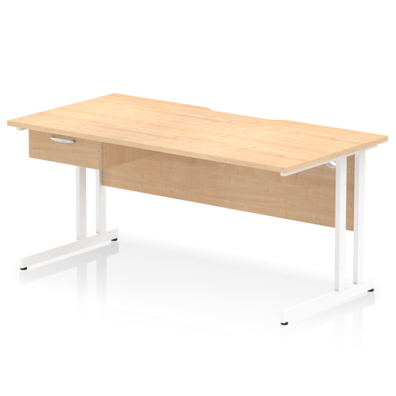 Pace Scalloped Edge Cantilever Straight Desk With Single One Drawer Fixed Pedestal - Image 54