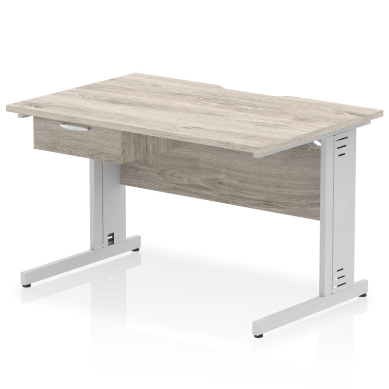 Pace Scalloped Edge Cable Managed Straight Desk With Single One Drawer Fixed Pedestal - Image 20