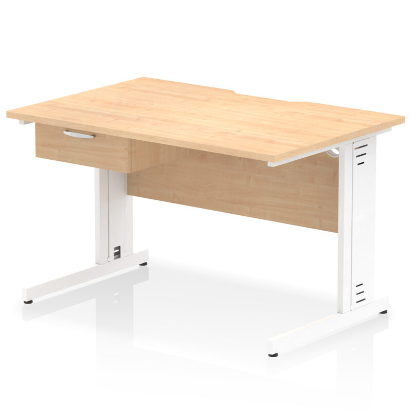 Pace Scalloped Edge Cable Managed Straight Desk With Single One Drawer Fixed Pedestal - Image 42
