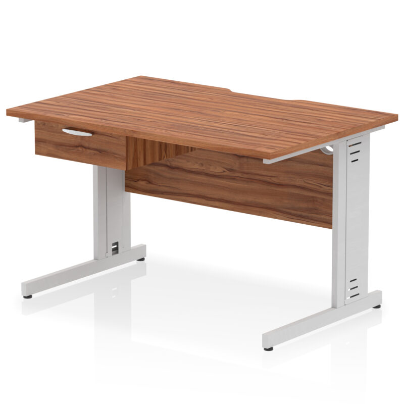 Pace Scalloped Edge Cable Managed Straight Desk With Single One Drawer Fixed Pedestal - Image 23