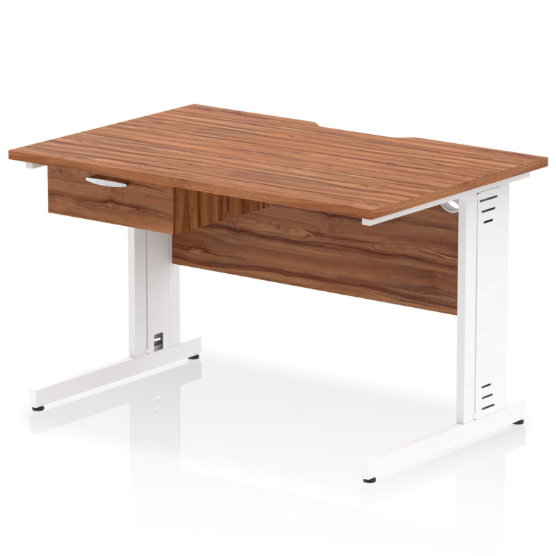 Pace Scalloped Edge Cable Managed Straight Desk With Single One Drawer Fixed Pedestal - Image 44