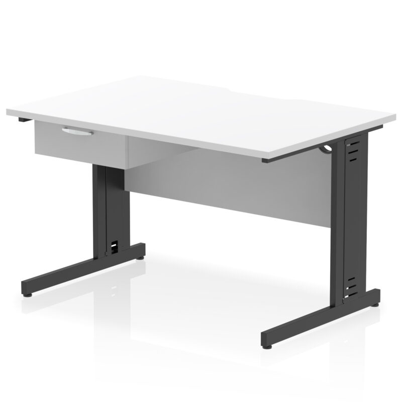 Pace Scalloped Edge Cable Managed Straight Desk With Single One Drawer Fixed Pedestal - Image 6