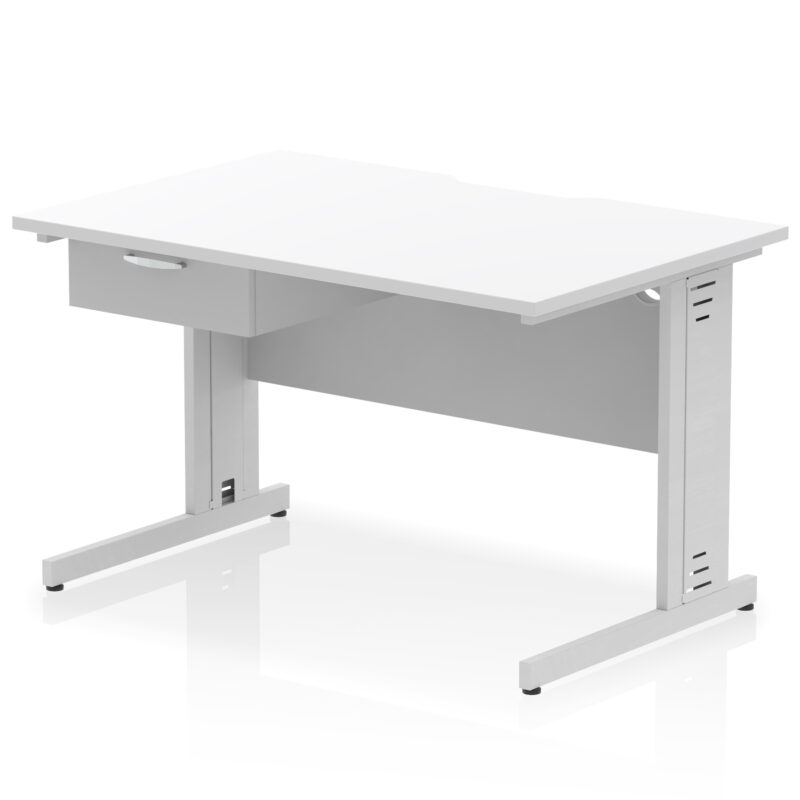 Pace Scalloped Edge Cable Managed Straight Desk With Single One Drawer Fixed Pedestal - Image 24