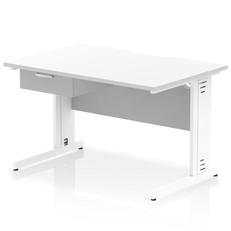 Pace Scalloped Edge Cable Managed Straight Desk With Single One Drawer Fixed Pedestal - Image 45