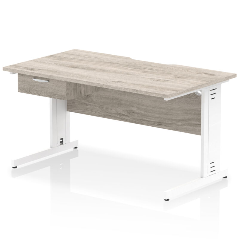 Pace Scalloped Edge Cable Managed Straight Desk With Single One Drawer Fixed Pedestal - Image 47