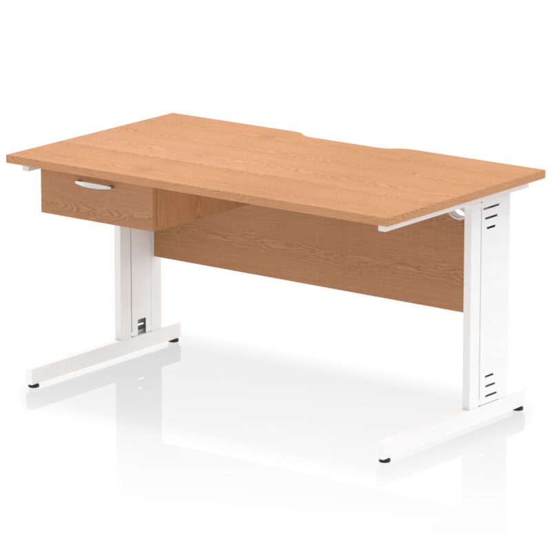 Pace Scalloped Edge Cable Managed Straight Desk With Single One Drawer Fixed Pedestal - Image 49