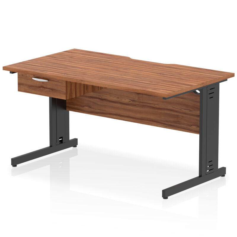 Pace Scalloped Edge Cable Managed Straight Desk With Single One Drawer Fixed Pedestal - Image 11