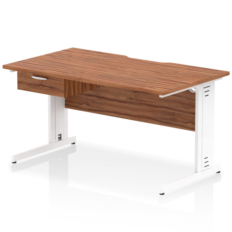 Pace Scalloped Edge Cable Managed Straight Desk With Single One Drawer Fixed Pedestal - Image 50
