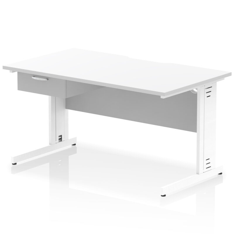 Pace Scalloped Edge Cable Managed Straight Desk With Single One Drawer Fixed Pedestal - Image 51