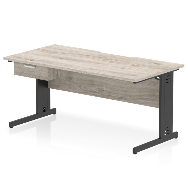 Pace Scalloped Edge Cable Managed Straight Desk With Single One Drawer Fixed Pedestal - Image 14