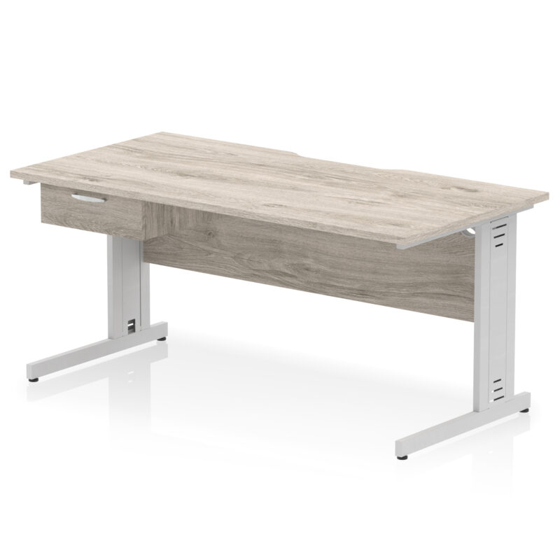 Pace Scalloped Edge Cable Managed Straight Desk With Single One Drawer Fixed Pedestal - Image 32
