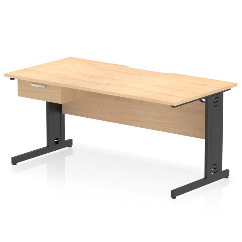 Pace Scalloped Edge Cable Managed Straight Desk With Single One Drawer Fixed Pedestal - Image 15