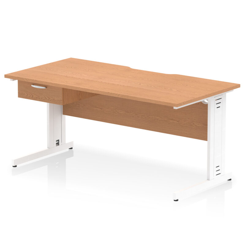 Pace Scalloped Edge Cable Managed Straight Desk With Single One Drawer Fixed Pedestal - Image 55