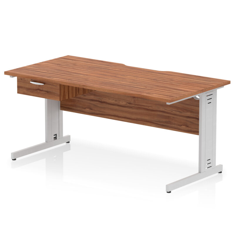 Pace Scalloped Edge Cable Managed Straight Desk With Single One Drawer Fixed Pedestal - Image 35