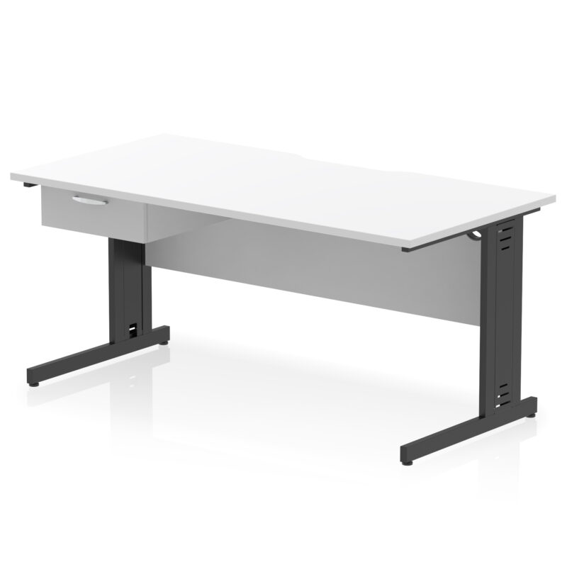 Pace Scalloped Edge Cable Managed Straight Desk With Single One Drawer Fixed Pedestal - Image 18