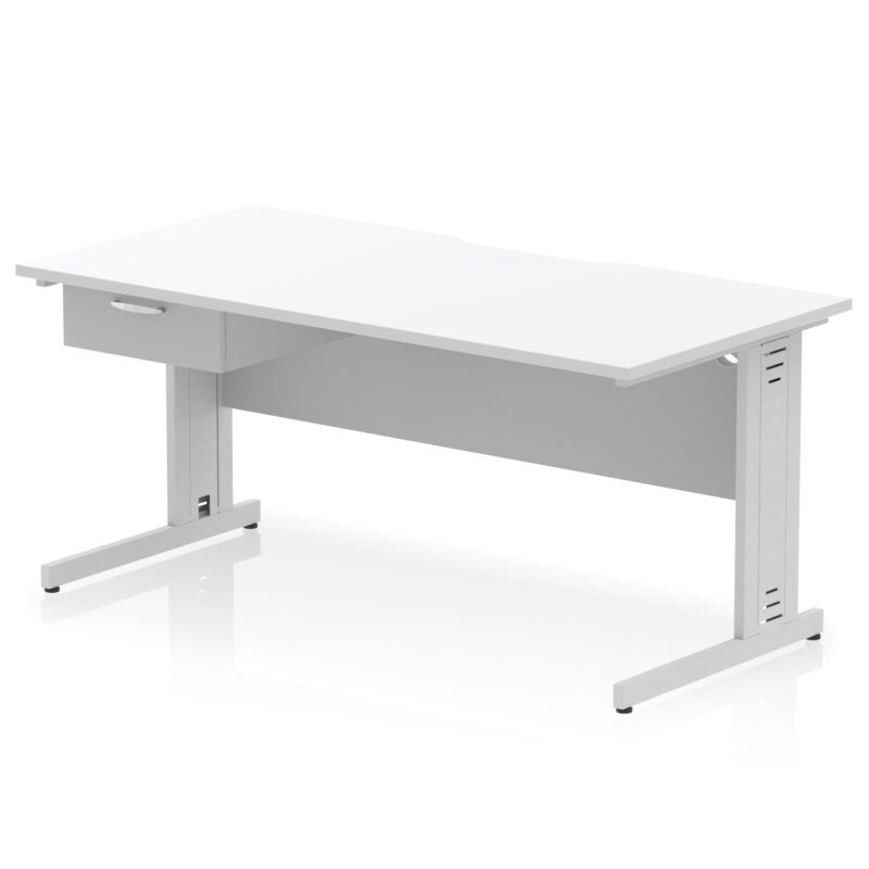Pace Scalloped Edge Cable Managed Straight Desk With Single One Drawer Fixed Pedestal - Image 36