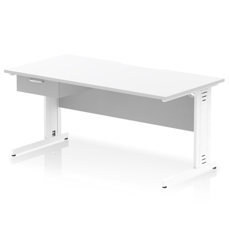 Pace Scalloped Edge Cable Managed Straight Desk With Single One Drawer Fixed Pedestal - Image 57