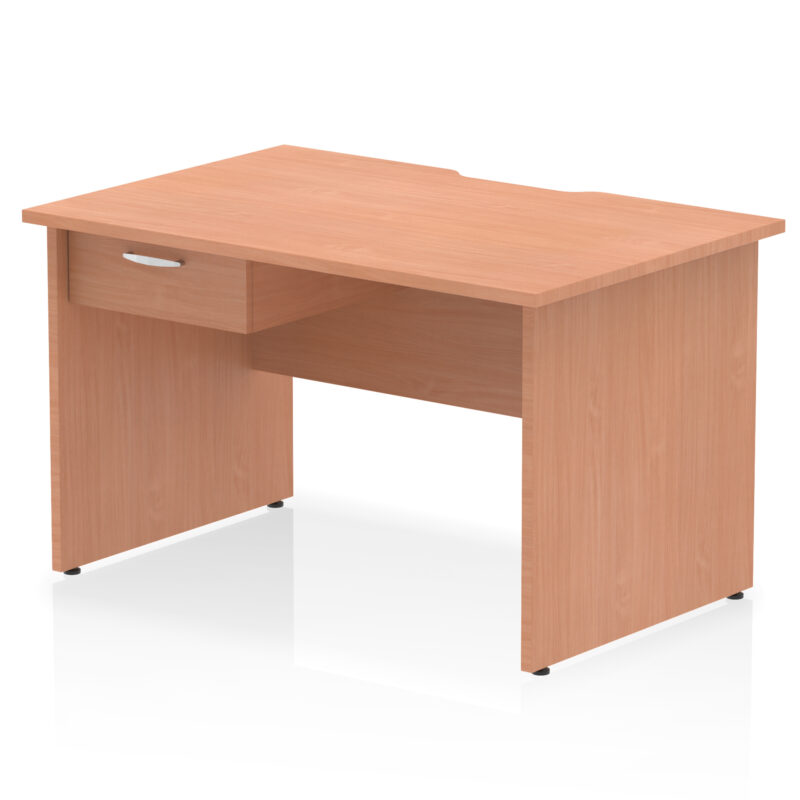 Pace Scalloped Edge Panel End Straight Desk Frame With Single One Drawer Fixed Pedestal - Image 4