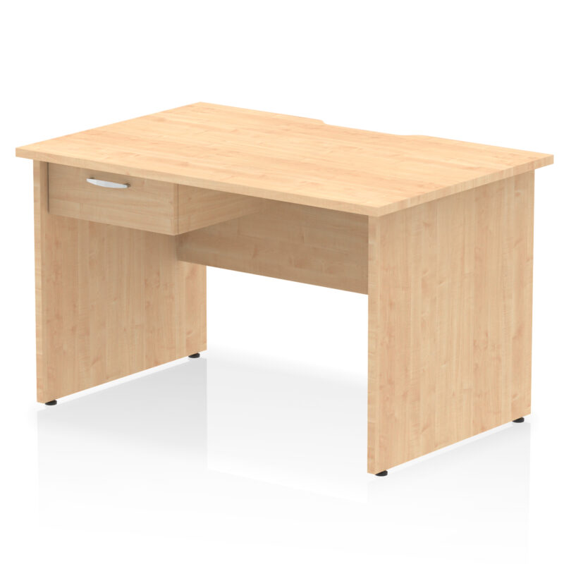 Pace Scalloped Edge Panel End Straight Desk Frame With Single One Drawer Fixed Pedestal - Image 6