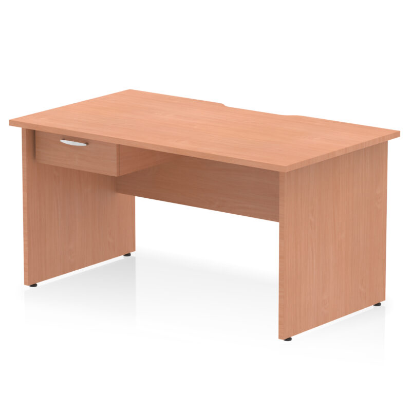 Pace Scalloped Edge Panel End Straight Desk Frame With Single One Drawer Fixed Pedestal - Image 10