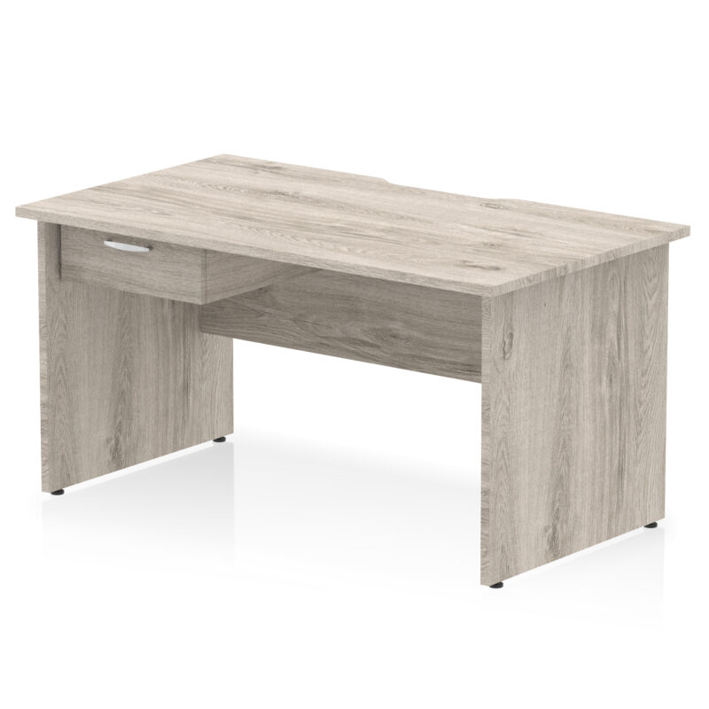 Pace Scalloped Edge Panel End Straight Desk Frame With Single One Drawer Fixed Pedestal - Image 11