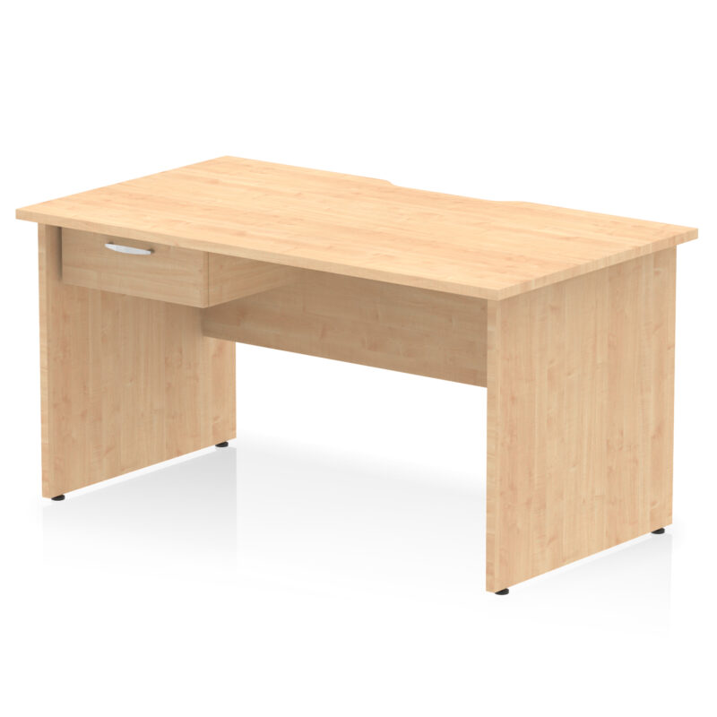Pace Scalloped Edge Panel End Straight Desk Frame With Single One Drawer Fixed Pedestal - Image 12