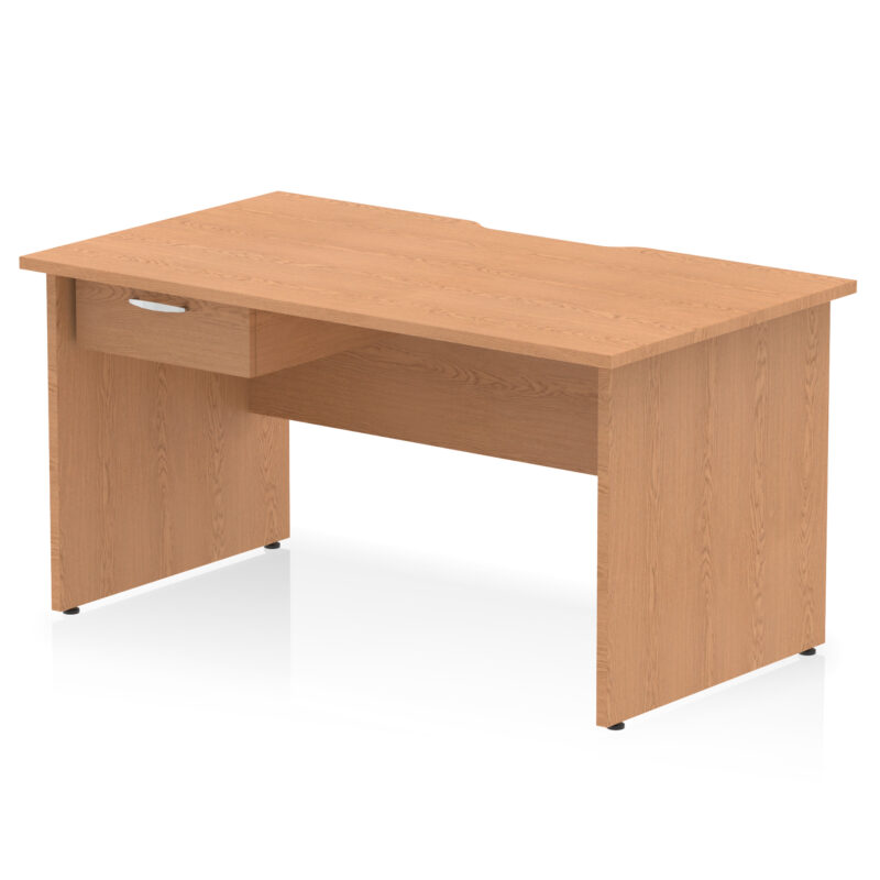 Pace Scalloped Edge Panel End Straight Desk Frame With Single One Drawer Fixed Pedestal - Image 13