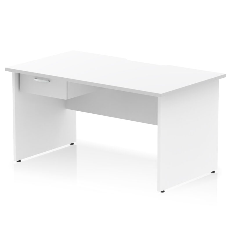 Pace Scalloped Edge Panel End Straight Desk Frame With Single One Drawer Fixed Pedestal - Image 14