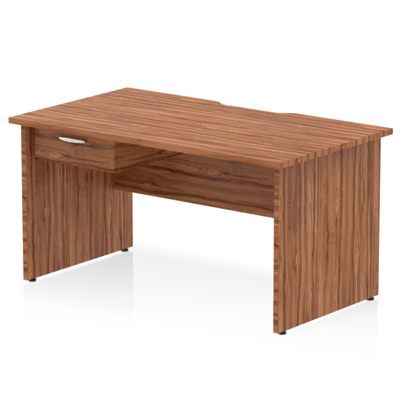 Pace Scalloped Edge Panel End Straight Desk Frame With Single One Drawer Fixed Pedestal - Image 15