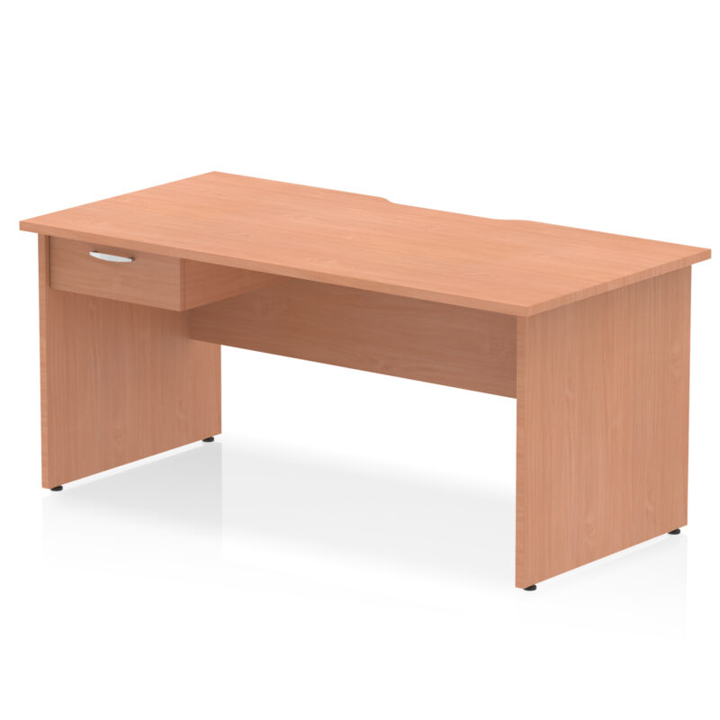 Pace Scalloped Edge Panel End Straight Desk Frame With Single One Drawer Fixed Pedestal - Image 16