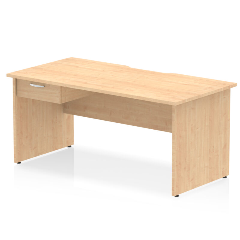 Pace Scalloped Edge Panel End Straight Desk Frame With Single One Drawer Fixed Pedestal - Image 18